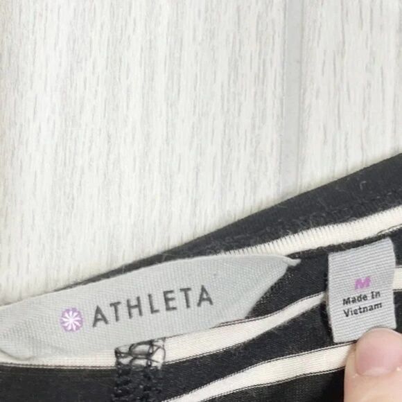 Athleta | Black and White Striped Side Split Knit Tank Top Size Medium - Picture 5 of 7